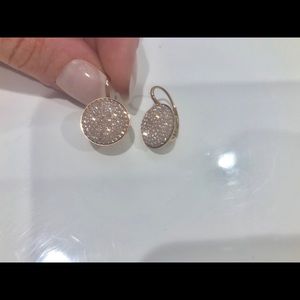 Sworavski pink and rose gold dangle earrings